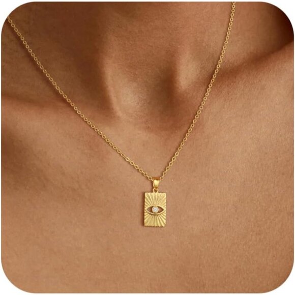 Chic 14K Gold Evil Eye Necklace for Women - Trendy and Protective Jewelry - Picture 1 of 6